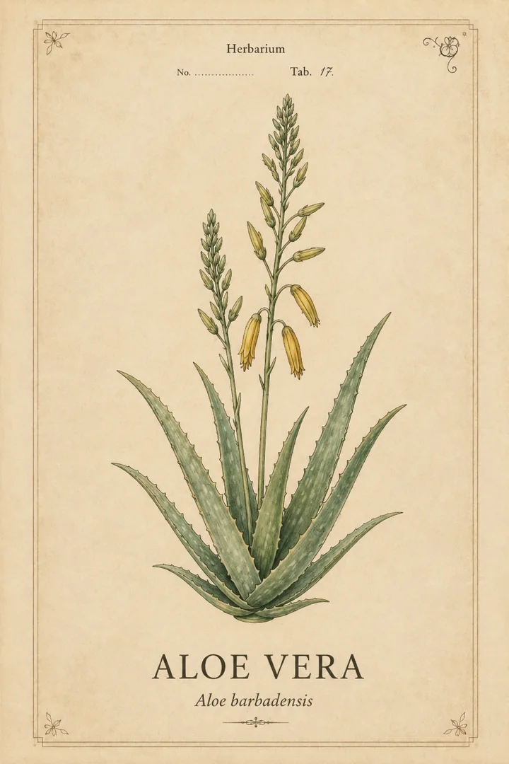Aloe vera herbarium card