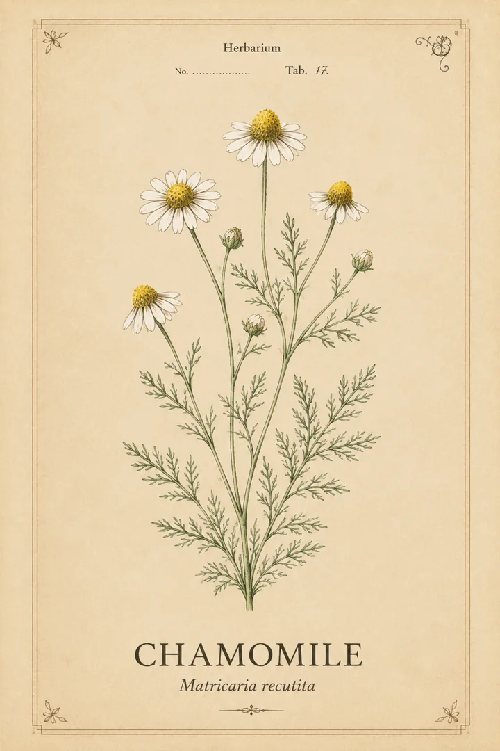 Chamomile herbarium card