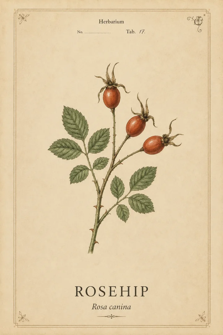 Rosehip herbarium card